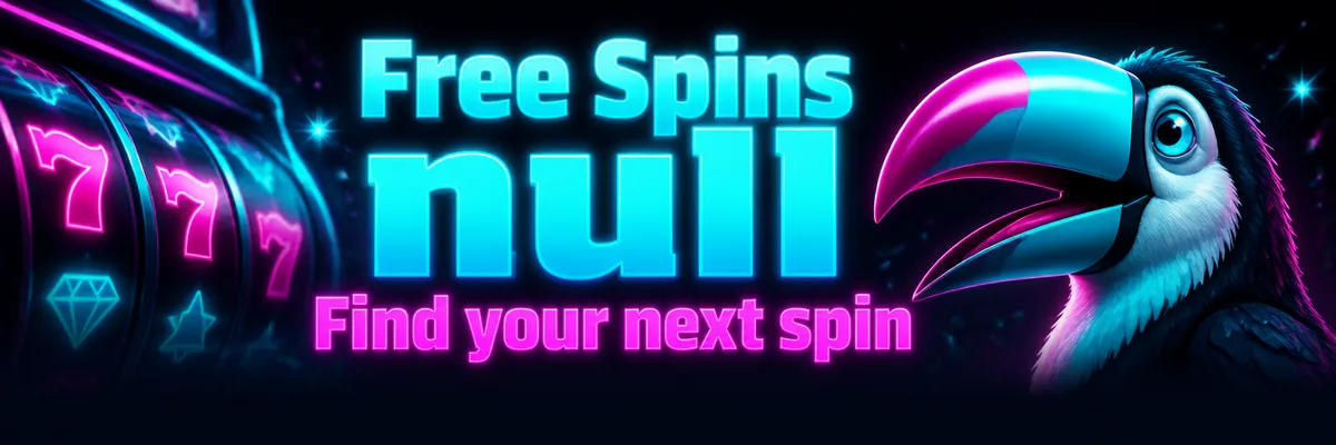 Toucan mascot beside luminous slot reels, with cyan and magenta light trails.